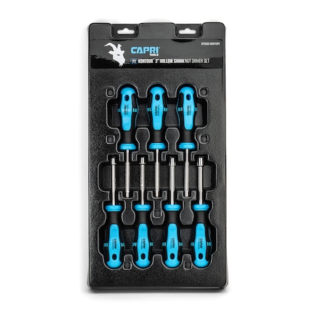 Capri Tools Kontour Nut Driver Set, 3-Inch Hollow Shaft, Metric, 7-Piece CP25000-NDM7H3PS